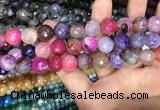 CAA3156 15 inches 12mm faceted round fire crackle agate beads wholesale