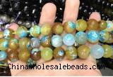 CAA3157 15 inches 12mm faceted round fire crackle agate beads wholesale