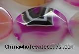 CAA316 15.5 inches 30*40mm faceted oval fuchsia line agate beads