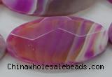 CAA317 15.5 inches 30*60mm faceted oval fuchsia line agate beads