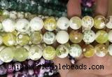 CAA3180 15 inches 14mm faceted round fire crackle agate beads wholesale