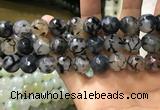 CAA3190 15 inches 14mm faceted round fire crackle agate beads wholesale