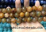 CAA3194 15 inches 14mm faceted round fire crackle agate beads wholesale