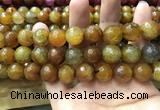 CAA3196 15 inches 14mm faceted round fire crackle agate beads wholesale