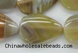 CAA320 15.5 inches 22*32mm flat teardrop yellow line agate beads