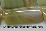 CAA323 15.5 inches 24*50mm rectangle yellow line agate beads