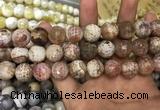 CAA3234 15 inches 16mm faceted round fire crackle agate beads wholesale