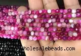 CAA3251 15 inches 4mm faceted round line agate beads wholesale