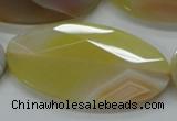 CAA326 15.5 inches 30*60mm faceted oval yellow line agate beads