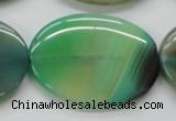 CAA329 15.5 inches 30*40mm oval green line agate beads