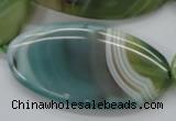 CAA330 15.5 inches 30*40mm oval green line agate beads