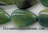 CAA331 15.5 inches 22*28mm flat teardrop green line agate beads