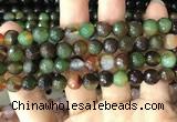 CAA3346 15 inches 8mm faceted round agate beads wholesale