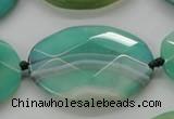 CAA338 15.5 inches 30*40mm faceted oval green line agate beads