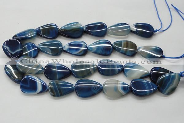CAA342 15.5 inches 22*30mm flat teardrop blue line agate beads