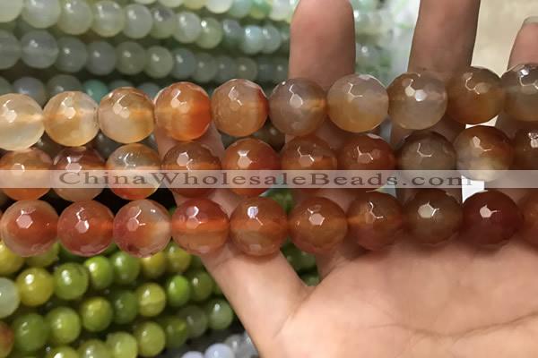 CAA3423 15 inches 14mm faceted round agate beads wholesale