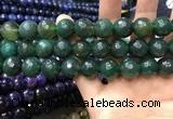 CAA3431 15 inches 14mm faceted round agate beads wholesale