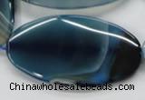 CAA347 15.5 inches 30*60mm oval blue line agate gemstone beads