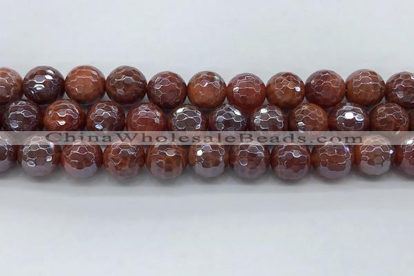 CAA3513 15.5 inches 14mm faceted round AB-color fire agate beads