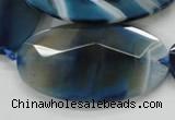 CAA352 15.5 inches 30*60mm faceted oval blue line agate beads