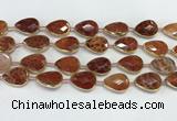 CAA3528 7.5 inches 13*18mm faceted flat teardrop fire agate beads