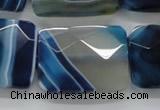 CAA353 15.5 inches 22*30mm faceted rectangle blue line agate beads