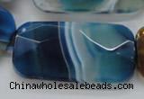 CAA354 15.5 inches 26*48mm faceted rectangle blue line agate beads