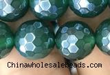 CAA3545 15.5 inches 10mm faceted round AB-color green agate beads