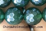 CAA3546 15.5 inches 12mm faceted round AB-color green agate beads