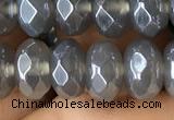 CAA3571 15.5 inches 5*8mm faceted rondelle AB-color grey agate beads