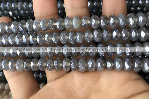 CAA3571 15.5 inches 5*8mm faceted rondelle AB-color grey agate beads