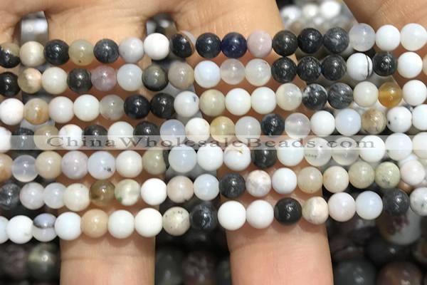 CAA3575 15.5 inches 4mm round parral dendrite agate beads