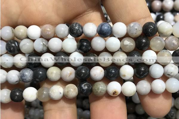 CAA3576 15.5 inches 6mm round parral dendrite agate beads