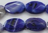 CAA358 15.5 inches 18*25mm faceted oval violet line agate beads