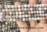 CAA3587 15.5 inches 6mm round matte ocean fossil agate beads