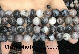 CAA3594 15.5 inches 10mm round black zebra agate beads wholesale