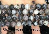 CAA3595 15.5 inches 12mm round black zebra agate beads wholesale