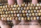 CAA3602 15.5 inches 6mm round yellow crazy lace agate beads