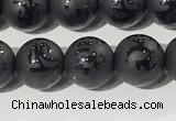 CAA3675 15.5 inches 6mm round matte & carved black agate beads