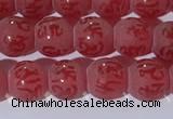 CAA3686 15.5 inches 6mm round matte & carved red agate beads