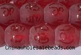 CAA3687 15.5 inches 8mm round matte & carved red agate beads