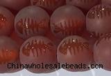 CAA3688 15.5 inches 10mm round matte & carved red agate beads