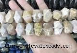 CAA3715 14*22mm - 15*25mm faceted nuggets chrysanthemum agate beads