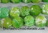 CAA372 15.5 inches 12mm faceted round fire crackle agate beads