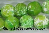 CAA374 15.5 inches 16mm faceted round fire crackle agate beads