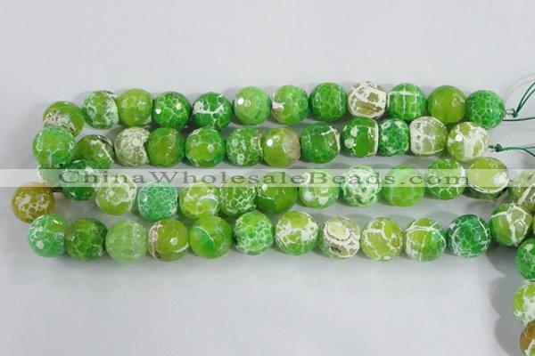 CAA374 15.5 inches 16mm faceted round fire crackle agate beads