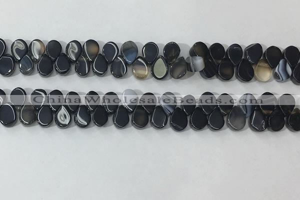 CAA3754 Top drilled 5*8mm flat teardrop line agate beads