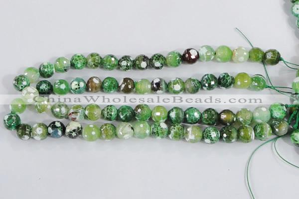 CAA378 15.5 inches 14mm faceted round fire crackle agate beads