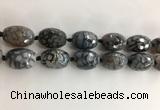 CAA3799 15*25mm - 18*28mm faceted rice dragon veins agate beads