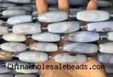 CAA3815 15.5 inches 12*40mm rice blue agate beads wholesale